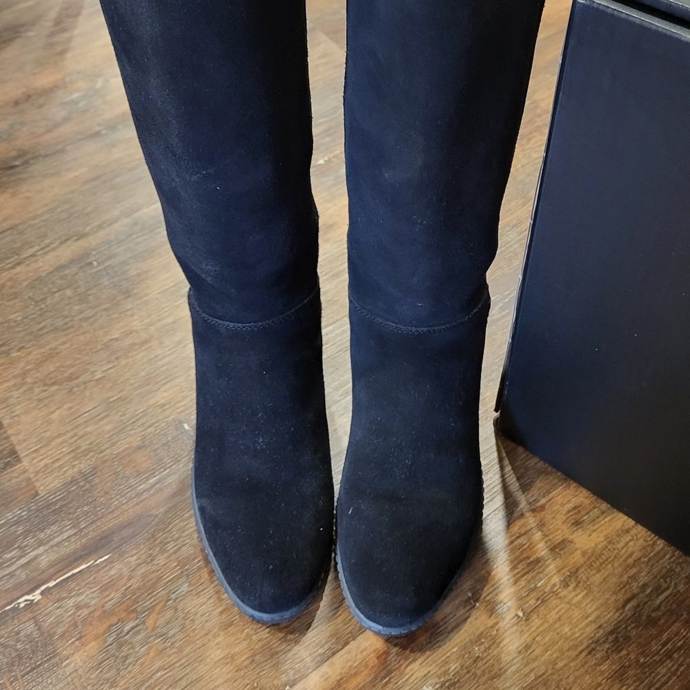 Clarks wide calf knee high suede boots
